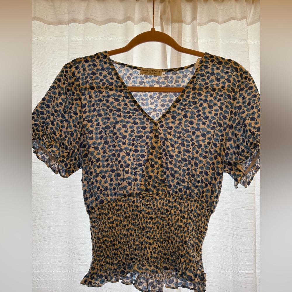 Paper Crane Blue and White Floral Blouse